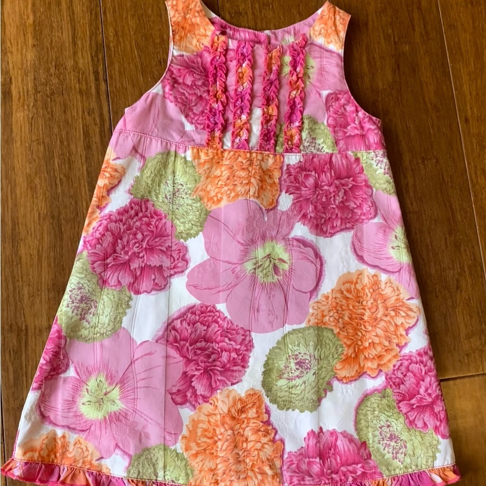 Floral Pink and Orange Kids Dress